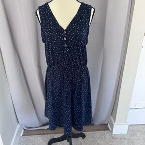 French Grey Blue and White Sleeveless V-Neck Midi Sundress